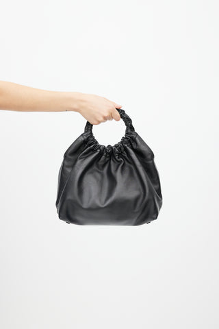 The Row Black Leather Medium Double Circle Bag