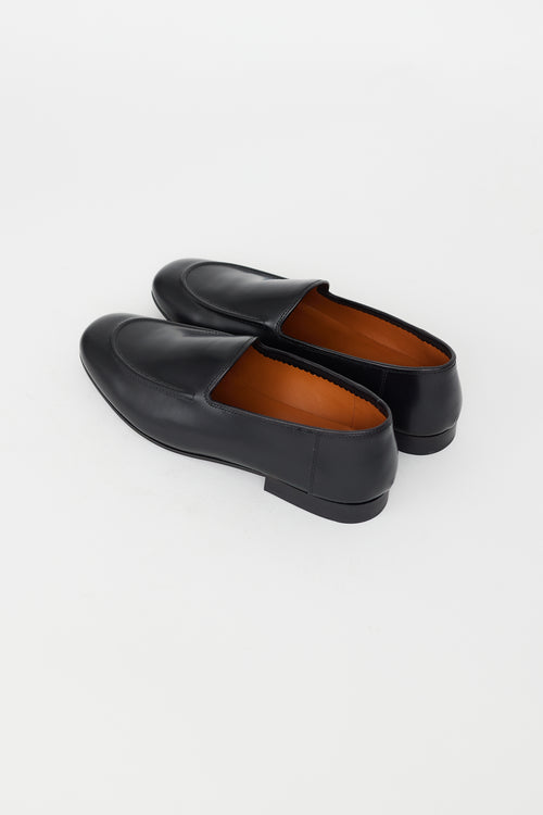 The Row Black Leather Loafer