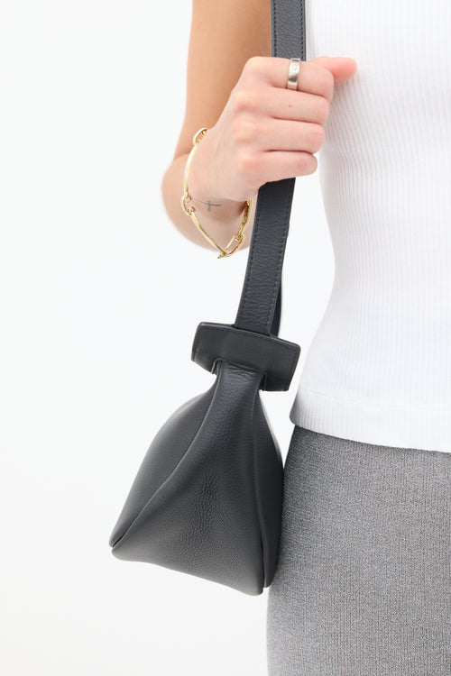 The Row Black Leather Small Slouchy Banana Bag