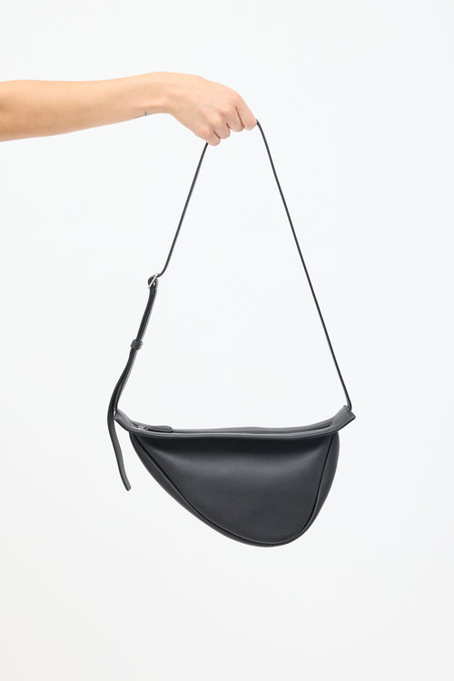 The Row Black Leather Small Slouchy Banana Bag