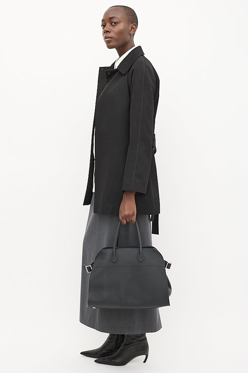 The Row Black Leather Soft Margaux 15 Tote