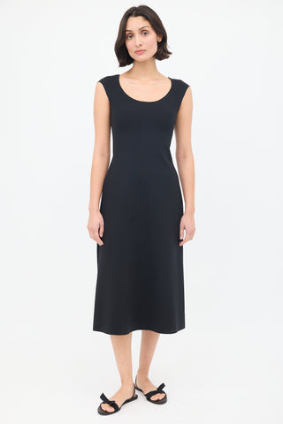 The Row Black Nylon Rhode Cap Sleeve A-Line Dress