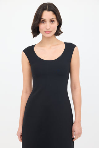 The Row Black Nylon Rhode Cap Sleeve A-Line Dress