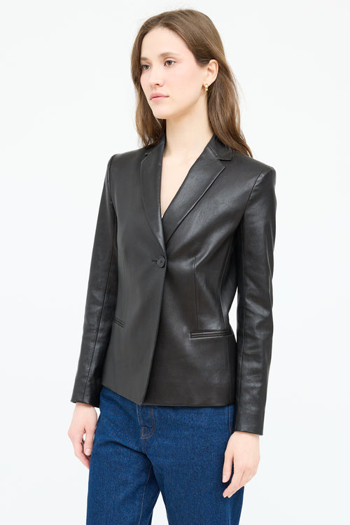 The Row Leather Single Button Blazer