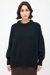 The-Row-Black-Oversized-Crew-