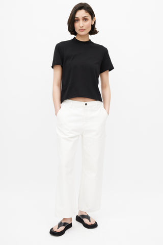 The Row Black Panelled Cropped T-Shirt