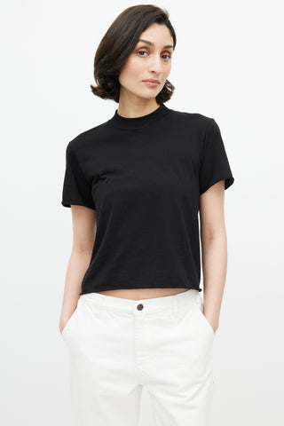 The Row Black Panelled Cropped T-Shirt