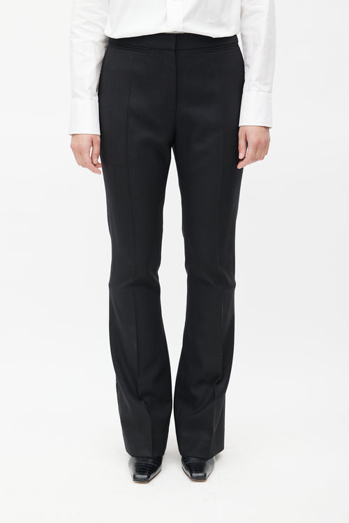 The Row Black Pleated Wool Flared Trouser