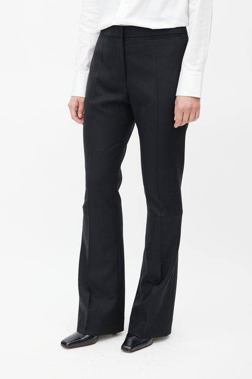 The Row Black Pleated Wool Flared Trouser