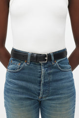 The Row Black & Silver Leather Belt