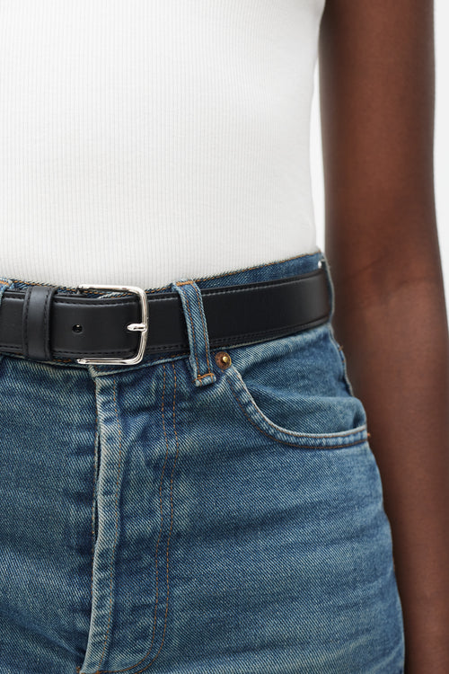 The Row Black & Silver Leather Belt