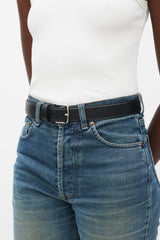 The Row Black & Silver Leather Belt