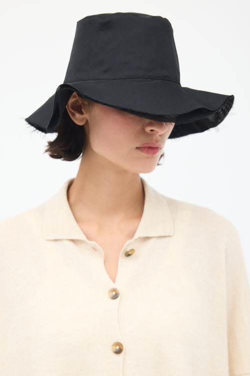 The Row Black Silk Sofia Bucket Hat