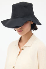 The Row Black Silk Sofia Bucket Hat
