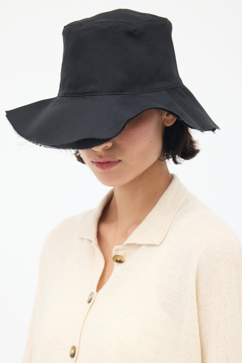 The Row Black Silk Sofia Bucket Hat