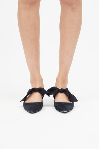 The Row Black Suede Coco Bow Mule