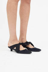 The Row Black Suede Coco Bow Mule VSP Consignment