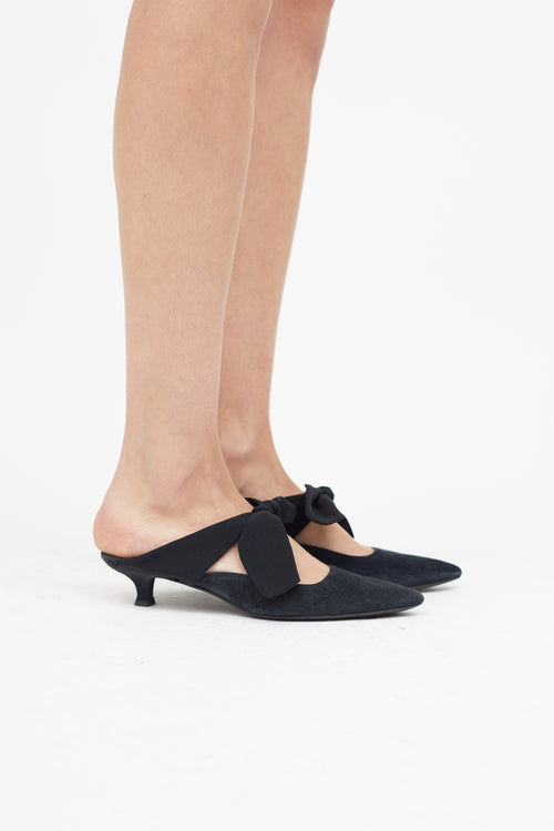 The Row Black Suede Coco Bow Mule