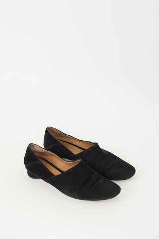 The Row Black Suede Noelle Collapsible Heel Loafer