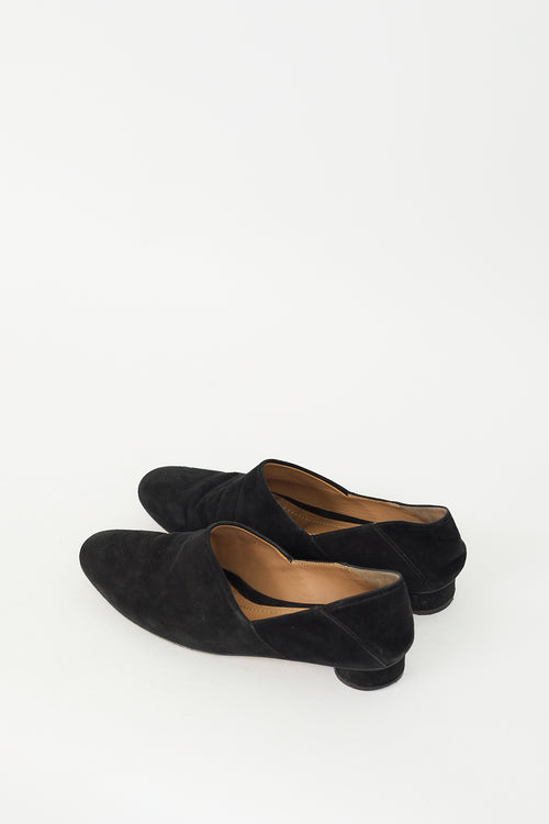 The Row Black Suede Noelle Collapsible Heel Loafer