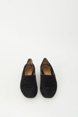 The Row Black Suede Noelle Collapsible Heel Loafer