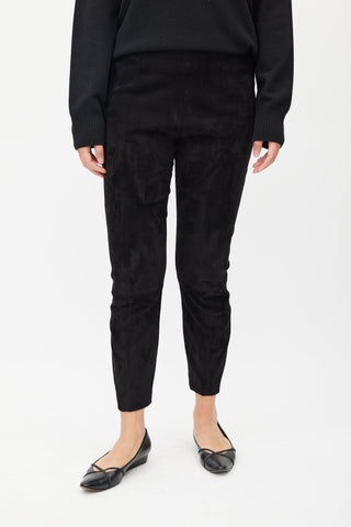 The Row Black Suede Slim Trouser