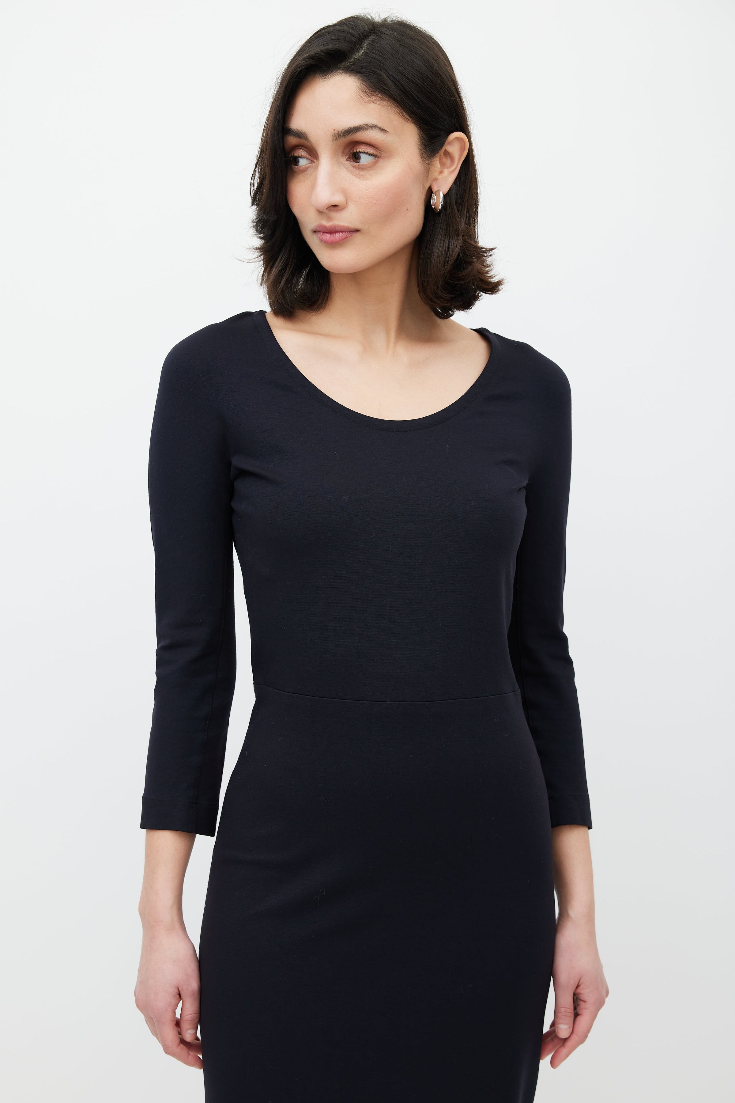The Row // Black Three Quarter Sleeve Dress VSP Consignment The Row // Black Three Quarter Sleeve Dress VSP Consignment