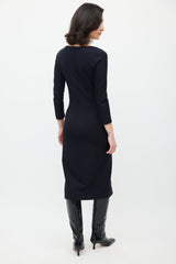 The Row Black Three Quarter Sleeve Dress