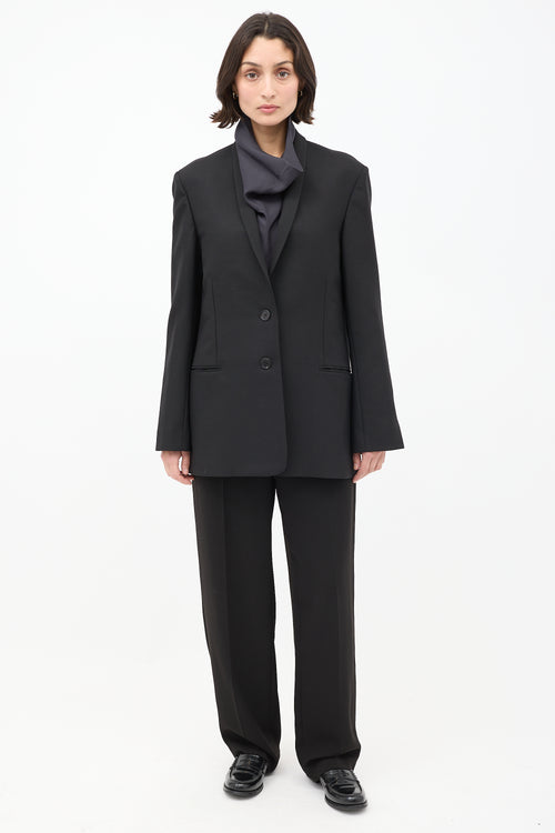 The Row Black Wool & Mohair Cowal Cutout Blazer