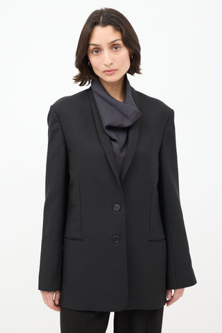 The Row Black Wool & Mohair Cowal Cutout Blazer