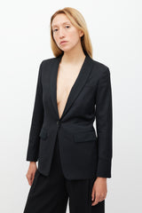 The Row Black Wool & Satin Shawl Collar Blazer