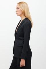 The Row Black Wool & Satin Shawl Collar Blazer