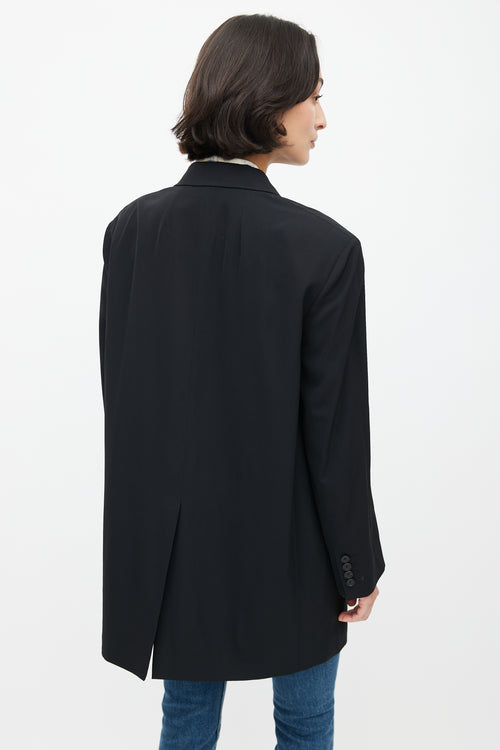The Row Black Wool Single Button Blazer