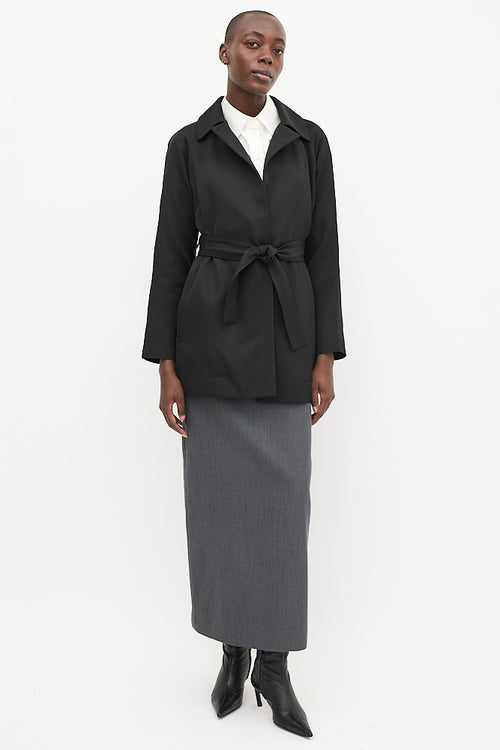 The Row Black Open Belted Coat