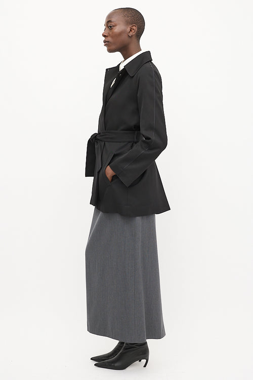 The Row Black Open Belted Coat