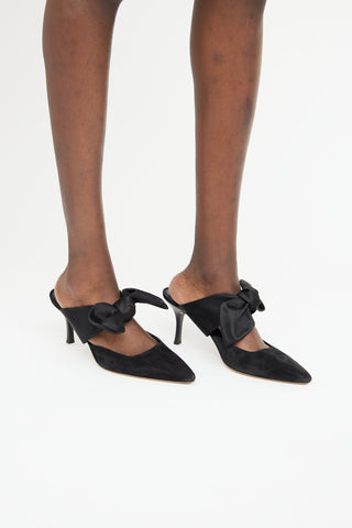The Row Black Suede Coco Bow  Mule