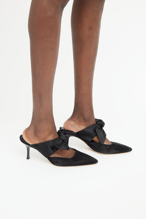 The Row Black Suede Coco Bow  Mule