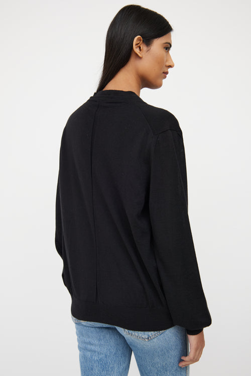 Black Cashmere Button Cardigan