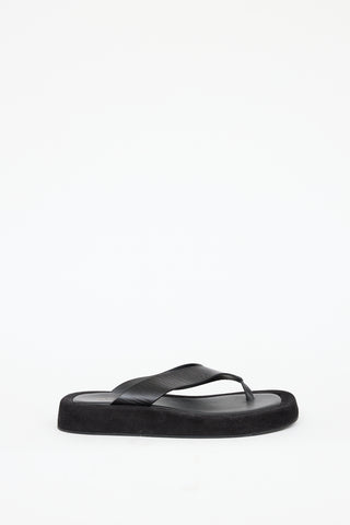 The Row Black Leather Ginza Sandal
