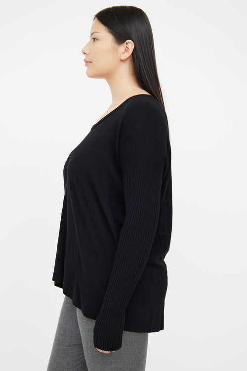 The Row Black Knit & Ribbed Long Sleeve Top