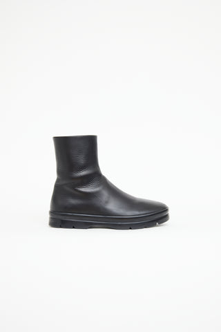 The Row Black Leather Billie Ankle Boot