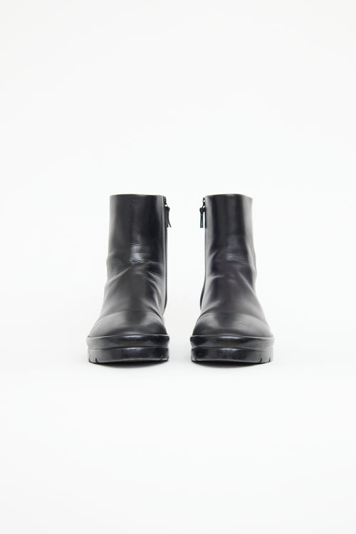 The Row Black Leather Billie Ankle Boot