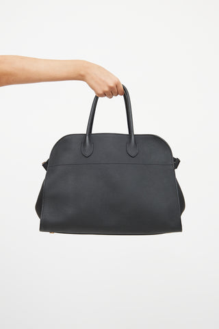 The Row Black Leather Soft Margaux 15 Tote