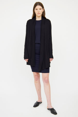 The Row Black Open Front Long Sleeve Cardigan
