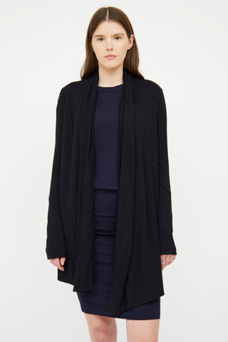 The Row Black Open Front Long Sleeve Cardigan