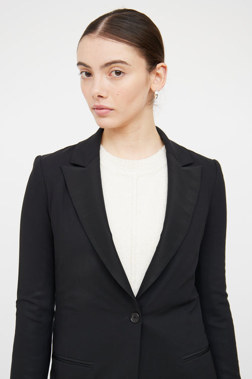 The Row Black Peak Lapel Wool Blazer