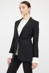 The Row Black Peak Lapel Wool Blazer