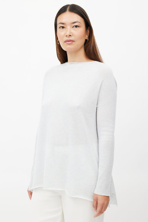 The Row Blue Cashmere Knit Sweater