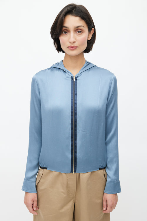 The Row Blue Hooded Zip Top