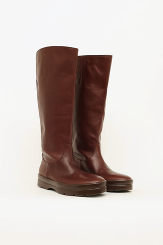 The Row Burgundy Leather Billie Tall Boot